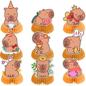 9 PCS Capybara Honeycomb Centerpieces Table Decorations Capybara Table Centerpieces for Capybara Party Supplies Birthday Party Decorations