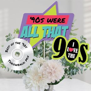 Big Dot of Happiness 90's Throwback - 1990s Party Centerpiece Sticks - Table Toppers - Set of 15