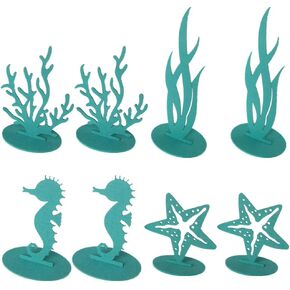 8 Pcs Green Mermaid Birthday Decorations Felt Table Centerpiece,Under The Sea Party Decorations Supplies for Ocean Theme, Little Mermaid Birthday Party Baby Shower