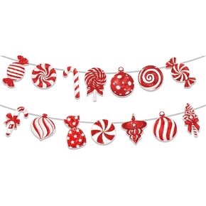 YQUQWN Christmas Candy Banner - 10 Feet Merry Christmas Sign NO DIY Christmas Party Decoration Banner for Christmas Peppermint Theme Party Decorations Candy Party Supplies Christmas Wall Decorations