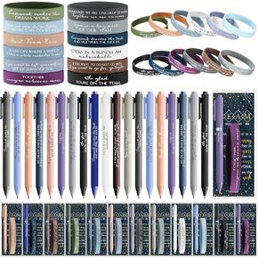 36 Sets Christmas Appreciation Gifts for Team Employee Inspirational Silicone Bracelets and Ballpoint Pens Positive Quotes Bookmarks Thank You Gifts for Team Coworkers Staff