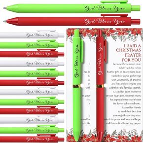 36 Sets Christmas Christian Gifts Bulk Bible Verse Christmas Ballpoint Pens Christian Pens Xmas God Bless You Pens Poinsettia Christmas Card with Ties for Church Office Coworker Staff Employee Gifts