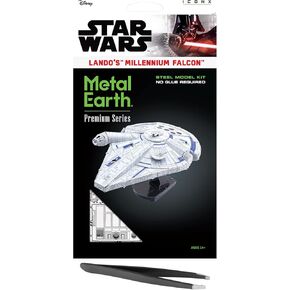 Metal Earth Premium Series Star Wars Solo Lando's Millennium Falcon 3D Metal Model Kit Bundle with Tweezers Fascinations