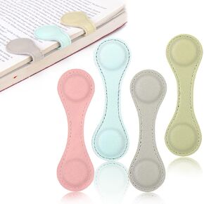 4PCS Magnetic Bookmarks, Leather Magnetic Bookmarks for Women, Double-Sided Magnetic Book Mark Clip Gift for Book Lover Readers Men Women Teachers Students, Book Accessories （Macaron Color）