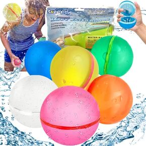 Reusable Water Balloons Water Bombs Splash Ball Quick Fill Self-Sealing Silicone Refillable Water Balls Outdoor Activities Summer Toy Pool Beach Water Games Toys for Kids ages 4-12 (12 Pcs)