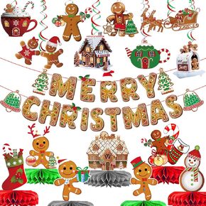 Gingerbread Christmas Decorations Gingerbread Banner Merry Christmas Banner Christmas Gingerbread Decorations Gingerbread Party Decorations with Gingerbread Decor for Christmas Party Decorations