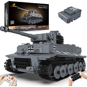 JMBricklayer Tank Building Sets for Adults or Boys - WW2 Military RC Tiger Army Tank Model Toy, Armed Construction Vehicle Set Ideal Gifts Toys 61501