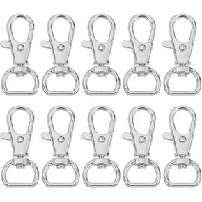 uxcell 10Pcs Swivel Clasps, 0.51 Inch D Ring Lobster Clasp Claw Metal Push Gate Snap Hook for Purse Making Keychain Belt Strap, Silver