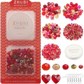 مجموعة خرزات زجاجية كريستالية متعددة الألوان - مقاسات متنوعة 2-10 ملم للأساور والقلائد والأقراط - مجموعة صنع مجوهرات قوس قزح مع حلية على شكل قلب in Kuwait