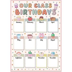 Fasoor Boho Happy Birthday Chart Poster for Classroom Confetti Birthday Calendar Poster Class Birthday Chart Posters for Bulletin Board Decorations Back To School Teacher Gifts Supplies