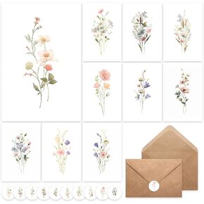 100 PACK Blank Cards with Envelopes, Blank Greeting Cards 4x6, Beautiful Blank Greeting Cards, Elegant Floral Note Cards with Peel-and-Seal Envelopes, Empty Stationary Set For All Occasions