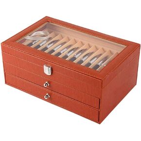 TFCFL Fountain Pen Display Case Box 36 Slots Wooden Collector Display Case 3 Layer Fountain Pen Storage Display Box as a Gift for Father, Boyfriend, Husband, Son, Colleague, Friend (Black, 36 pens)