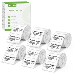 Thermal Labels for Nelko PM220 Label Maker, 1.57'' x 1.18'' (40x30mm) Thermal Sticker Label, Waterproof, Multi-Purpose Label Tape, 6 Roll of 230 Self-Adhesive Thermal Paper (White)