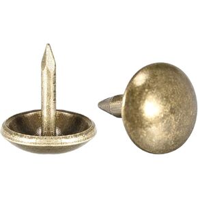 uxcell Upholstery Nails Tacks 9mm Dia 10mm Height Retro Round Thumb Push Pins Bronze Tone for Furniture Sofa Headboards, 50 Pcs