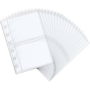 20pcs A7 Photo Sleeves Clear Sheet Protectors 2.6''x4.9'' 1 Pocket Picture Card Insets PP Photo Album Refill Pages for 6 Ring Binder