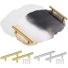 Gartful Rectangle Silicone Resin Tray Mold, Large Geode Agate Platter Mold, Epoxy Casting with 4PCS Metal Handles for Making Faux Agate Tray, Serving Board, Coaster, Fruit Mat,Home Decor Ornament