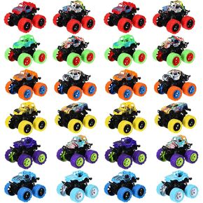 Hungdao 24 Pack Truck Toys Bulk for Girls Boys Mini Pull Back Truck Toy Push and Go Friction Powered Car Trucks for Kids Teens Stunts Toy Vehicles Playset for Christmas Birthday Gift(Cool Style)