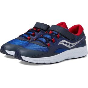 Saucony Velocer A/C (Little Kid/Big Kid) Grey/Black/Blue 4 Big Kid M