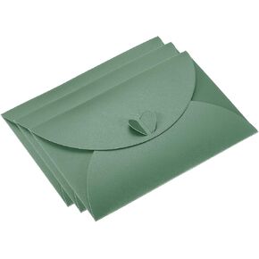 PATIKIL Gift Card Envelopes, 24 Pack Heart Shaped Clasp Photo Gift Card Holders Mini Envelope for Birthdays Weddings, Dark Green