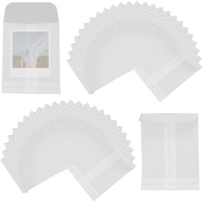 Antrader Glassine Envelopes 3x4 Inch,50PCS Glassine Mini Lotto Lottery Ticket Holders Wedding Guest Favor Tissue Envelope Holder for Scratch Stamp