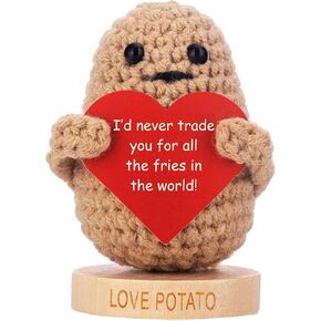 Couples Gifts for Men - Cute Crochet Positive Potato with 30 Romantic Love Messages for Boyfriend or Husband | Gift for Him for Anniversary, Birthday, Wedding Engagement, Christmas, Valentines Day