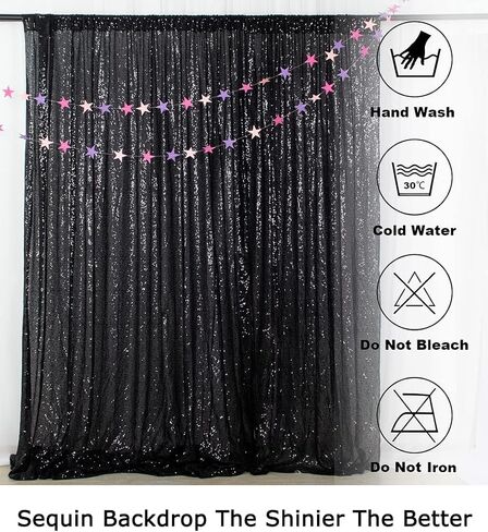 ShiDianYi Black Shimmer Sequin Fabric Photography Backdrop 4FTX6FT Glitter Background Sequin Curtain Sequence Curtain Sequin Birthday Backdrop in Saudi Arabia