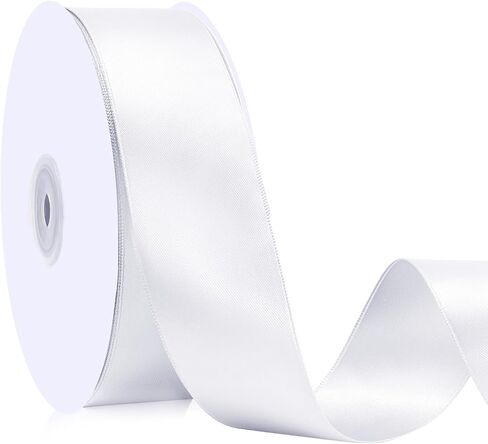 شريط أبيض 1 1/2 بوصة شريط من الساتان مزدوج الوجه لتغليف الهدايا باقة زهور ديكور حفلات الزفاف in Kuwait