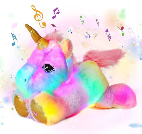 Cuteoy Musical Plush Unicorn Stuffed Animal Glowing LED Light-up Nightlight Toys Singing Lullabies Birthday Christmas Plushies Gifts for Kids Boys Girls,13" in Saudi Arabia