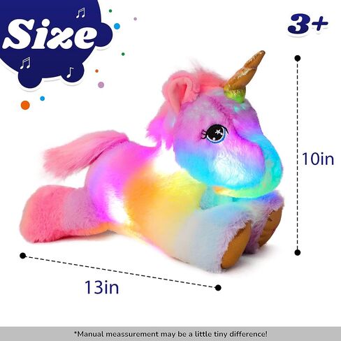 Cuteoy Musical Plush Unicorn Stuffed Animal Glowing LED Light-up Nightlight Toys Singing Lullabies Birthday Christmas Plushies Gifts for Kids Boys Girls,13" in Saudi Arabia