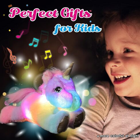 Cuteoy Musical Plush Unicorn Stuffed Animal Glowing LED Light-up Nightlight Toys Singing Lullabies Birthday Christmas Plushies Gifts for Kids Boys Girls,13" in Saudi Arabia