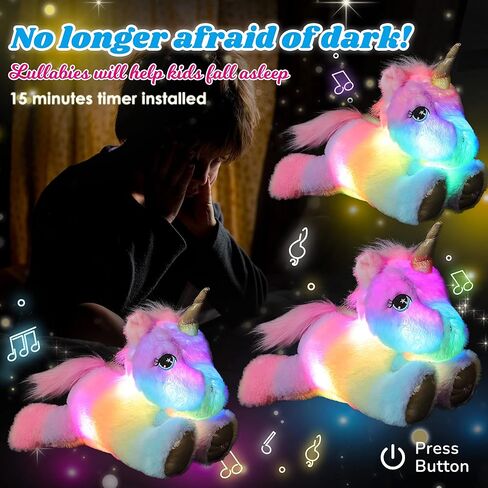 Cuteoy Musical Plush Unicorn Stuffed Animal Glowing LED Light-up Nightlight Toys Singing Lullabies Birthday Christmas Plushies Gifts for Kids Boys Girls,13" in Saudi Arabia