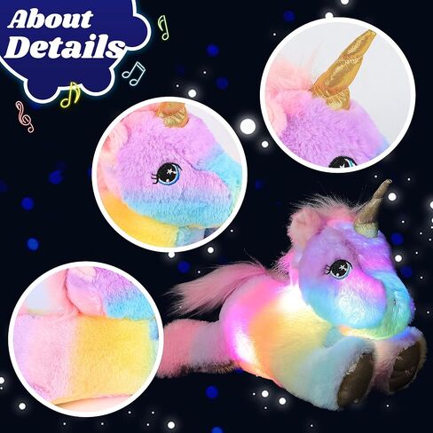 Cuteoy Musical Plush Unicorn Stuffed Animal Glowing LED Light-up Nightlight Toys Singing Lullabies Birthday Christmas Plushies Gifts for Kids Boys Girls,13" in Saudi Arabia