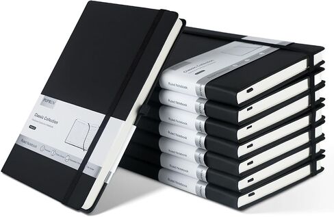 POPRUN A5 Lined Journal Notebooks, 8 Pack PU Leather Hardcover Notebook for Writing, Business Work,Travel,School,College, 5.5 x 8.3 inch, 240 Pages Classic College Ruled Journals Notepad, Multicolored in Kuwait