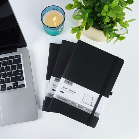 POPRUN A5 Lined Journal Notebooks, 8 Pack PU Leather Hardcover Notebook for Writing, Business Work,Travel,School,College, 5.5 x 8.3 inch, 240 Pages Classic College Ruled Journals Notepad, Multicolored in Kuwait