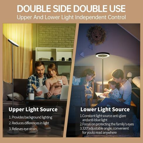Floor Lamp, 36W/3000LM Super Bright LED Modern Tall Standing Lamp, 3 Color Temperatures Torchiere Sky Lamps, Dimmable Reading Light, Remote & Touch Control for Living Room, Bedroom, Office in Saudi Arabia