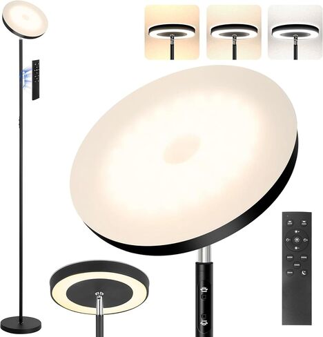 Floor Lamp, 36W/3000LM Super Bright LED Modern Tall Standing Lamp, 3 Color Temperatures Torchiere Sky Lamps, Dimmable Reading Light, Remote & Touch Control for Living Room, Bedroom, Office in Saudi Arabia