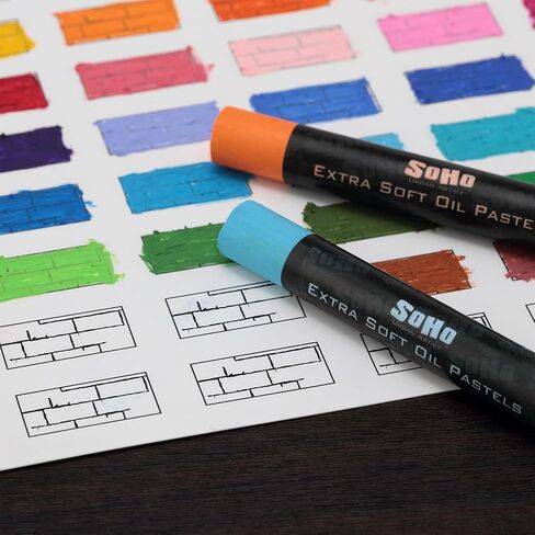 SoHo Urban Artist Oil Pastels Set of 72 - Extra Soft, Blendable, Highly Pigmented and Vibrant, Ideal for Artists, Professionals, Students - Suitable for Drawing, Sketching, Layering, and Scraping in Kuwait
