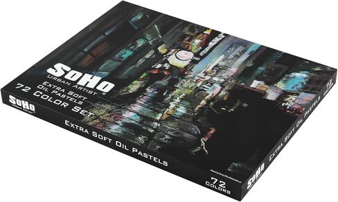 SoHo Urban Artist Oil Pastels Set of 72 - Extra Soft, Blendable, Highly Pigmented and Vibrant, Ideal for Artists, Professionals, Students - Suitable for Drawing, Sketching, Layering, and Scraping in Kuwait