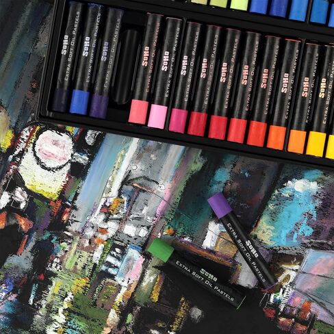 SoHo Urban Artist Oil Pastels Set of 72 - Extra Soft, Blendable, Highly Pigmented and Vibrant, Ideal for Artists, Professionals, Students - Suitable for Drawing, Sketching, Layering, and Scraping in Kuwait