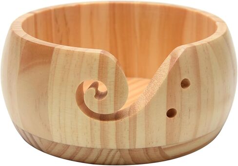 MJFUNTXY Wooden Yarn Bowl,Crochet Bowl Knitting Yarn Bowls with Holes, Yarn Storage Bowl Handmade Craft Round Yarn Bowls for Crocheting,Wooden Yarn Ball Holder for Crocheting Knitting DIY Crafts Tools in Saudi Arabia