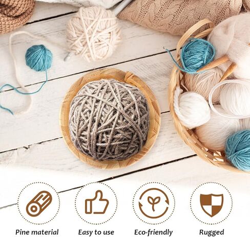 MJFUNTXY Wooden Yarn Bowl,Crochet Bowl Knitting Yarn Bowls with Holes, Yarn Storage Bowl Handmade Craft Round Yarn Bowls for Crocheting,Wooden Yarn Ball Holder for Crocheting Knitting DIY Crafts Tools in Saudi Arabia