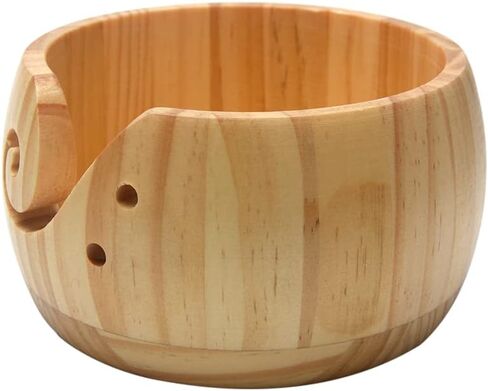MJFUNTXY Wooden Yarn Bowl,Crochet Bowl Knitting Yarn Bowls with Holes, Yarn Storage Bowl Handmade Craft Round Yarn Bowls for Crocheting,Wooden Yarn Ball Holder for Crocheting Knitting DIY Crafts Tools in Saudi Arabia