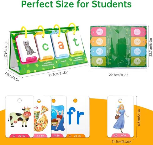SICOHOME CVC ＆ CVCC Word Builder CVC Flip Chart 129pcs Cards Sight Words ＆ Phonics Flash Cards for Kindergarten Classroom Learning Activity Special Education Speech Therapy School Supplies in Saudi Arabia