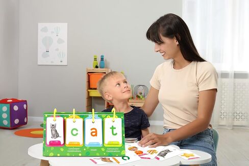 SICOHOME CVC ＆ CVCC Word Builder CVC Flip Chart 129pcs Cards Sight Words ＆ Phonics Flash Cards for Kindergarten Classroom Learning Activity Special Education Speech Therapy School Supplies in Saudi Arabia