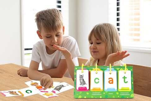 SICOHOME CVC ＆ CVCC Word Builder CVC Flip Chart 129pcs Cards Sight Words ＆ Phonics Flash Cards for Kindergarten Classroom Learning Activity Special Education Speech Therapy School Supplies in Saudi Arabia