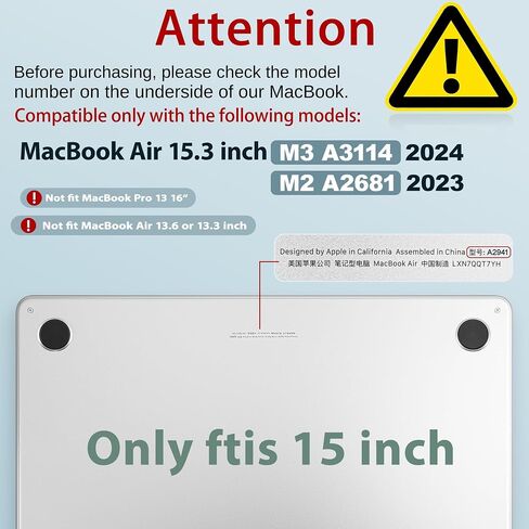 May Chen Compatible with M3 MacBook Air 15 Inch Case Model A3114 A2941 M2 Chip 2024 2023 Release, Plastic Hard Shell Case with MacBook Air 15.3 inch,Traditional in Saudi Arabia