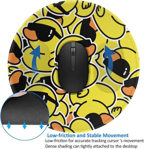 Duck Pattern Round Mouse Pad Small Gaming Mousepad Desk Mat Stitched Edges 8 X 8 Inch for Home Office in Saudi Arabia