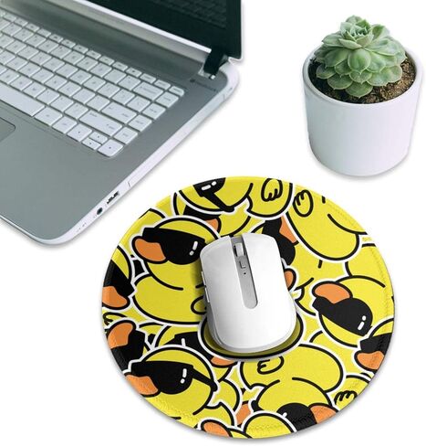 Duck Pattern Round Mouse Pad Small Gaming Mousepad Desk Mat Stitched Edges 8 X 8 Inch for Home Office in Saudi Arabia