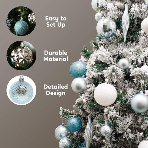 Joiedomi 133 Pcs Christmas Ornaments, Assorted Shatterproof Christmas Ornaments for Holidays, Indoor/Outdoor Party Decoration, Tree Ornaments, and Events (Red&White) in Saudi Arabia