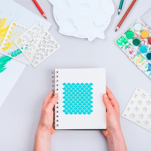 Molain 16Pcs Geometric Stencils for Crafts Reusable, Face Painting Stencils Texture Stencils for Painting DIY Art Painting Stencils for Painting on Wall Scrapbook Furniture Floor Crafts Decor(Style B) in Saudi Arabia